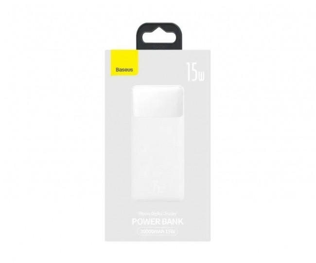 Зовнішній акумулятор Baseus Bipow Digital Display Powerbank 15W 30000mAh White (PPBD050202)